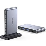 LENTION 縦置きドッキングステーション hdmi 2つ 10in1 usb ドッキングステーション4K 60HZ*2 HDMI 5Gbps 高速データ転送 USB-C Micro SD/SD カードリーダー 100W PD対応 タイプc ハブ Type C 2ポート (スペースグレイ) D62