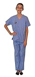 CeilブルーKids Scrubs with veterinarian動物刺繍デザイン 8/10 ブルー MLDCCBVAA-810