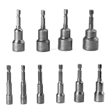 winova ディープソケットビットセット 10本組 6～19mm インパクト対応 六角軸6.35mm 電動ドリル ドライバー用 マキタ ハイコーキ互換 クロムバナジウム鋼製 磁石内蔵 (65mm)
