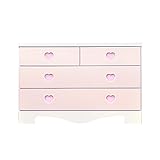 アルファタカバ 子供部屋に置きたいキッズチェスト ポップハート 幅100cm3段タイプ パステルピンク(取っ手ピンク)