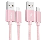 USB-A to USB-C ケーブル 急速充電 ナイロン編み 高速データ転送 充電ケーブル iPhone16 iPhone15 Pro Max Plus Xperia Galaxy AQUOS Pixel Arrows Huawei その他Type-C全機種対応 (ピンク, 2m+2m)