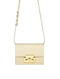 Subella London Cream Leather mini crossover signature lock detachable shoulder strap SAYA Handbag
