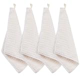 EXGOX ふきん ぞうきん ホワイト キッチンタオル 厚手 クロス ワッフル生地布巾 食器雑巾 調理台 拭きガラス 洗面台 台拭き 吸水 速乾 抗菌 防臭 4枚 約30*30cm