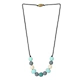 Chewbeads Chelsea Teething Necklace, 100% Safe Silicone - Multi-Color Turquoise by Chewbeads