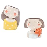 P Prettyia かわいい　女の子　プランター　盆栽ポット　植木鉢　家　装飾　多肉植物ポット　2個　