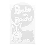 ホワイト（白） 犬 コーギー 走る Baby on board ベビーオンボード ステッカー 窓ガラス用シールタイプ 車 円戌 干支 動物