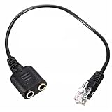 RJ9からデュアル3.5mmプラグ変換ケーブル デュアル3.5mmメスソケット RJ9クリスタルプラグ RJ 9プラグ変換アダプタ コネクタ RJ9 電話線プラグ →ヘッドホン＆マイク分配ケーブル/アダプター ヘッドセットオーディオ変換アダプターケーブルRJ9からデュアル3.5mmヘッドフォンメスコンバーターアダプターオーディオケーブル 20CM