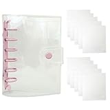 シール帳 透明 A7 ミニ バインダー クリア 6穴 収納 推し活 プリ帳 レフィル 10枚 女の子 トレカ はがせる 手帳 男の子 (ピンク, A7)