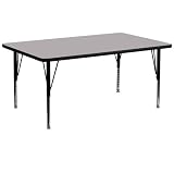 Flash Furniture XU-A3072-REC-GY-T-P-GGRectangular Activity Table with Grey Thermal Fused Laminate To