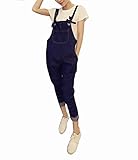 Spinas (スピナス) マタニティ レディース きれいめ スタイル デニム サロペット オーバーオール 前ポケット ジーンズ インディゴ