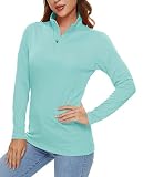 KEFITEVD スポーツtシャツ レディース トレーニング tシャツ 吸汗 速乾 長袖tシャツ uvカット フィットネスウェア ヨガ服 ストレッチ ライトブルー 2XL