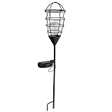 NorthLight幾何Solar Powered LEDアウトドアパティオメタルランタンwith Garden Stake , 23.5インチ、ブラック