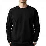 [KEE C] 長袖 スーパー ヘビーウェイト Tシャツ 7.0oz (200g) 無地 綿 コットン 厚手 ロングTシャツ ブラック ホワイト シャツ ロンT (３XL, ブラック)