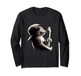 ギターを弾く猫 - 面白いロックミュージックギター猫 長袖Tシャツ