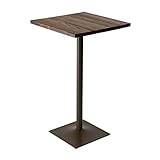 バーテーブル ダイニングテーブル 2人掛け 2人用 木製 1本脚 幅60cm 高さ105cm バーカウンター スチール脚 黒×ブラウン