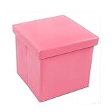Leaton 収納・スツール・椅子 ,収納スツール ホワイト/ベージュ,コンパクトに折り畳める収納ボックス兼スツール,(合皮)　ブラック 【収納・スツール・オットマン・椅子・収納スツール・収納ボックス・おりたためる】 (ピンク)