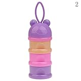 Nice Days（ナイス　ディズ）　 赤ちゃん ミルクケース 3層 離乳食・おかし 保存容器 旅行 持ち運び (紫)