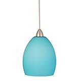 WAC Lighting MP-524-LB/BN Sarah 1-Light 12V MonoPoint Pendant with Light Blue Art Glass Shade, Brush