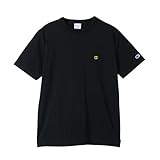 [チャンピオン] 綿100% ワンポイントロゴ刺繍 ベーシック Tシャツ 半袖 丸首 綿100％ ワンポイントロゴ ショートスリーブTシャツ C8-X317 メンズ ブラック×イエロー M