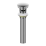 Gizhome 真鍮 浴室ポップアップ排水ストッパー 排水口シンク排水口 オーバーフロー付き クロム