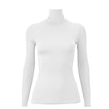 Plus Nao(プラスナオ) Tシャツ カットソー カップ付き ブラトップ プルオーバー 長袖 ハイネック タートルネック シンプル 無地 あったか L ホワイト