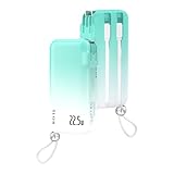 【2025新モデル＆新配色バージョン登場】モバイルバッテリー 10000mAh 大容量 3in1 コンセント一体型 折りたたみ式プラグ ACアダプター付 4台同時充電可能 PD 22.5W急速充電 2本ケーブル内蔵 デジタル残量表示 安全保護機能搭載 PSE認証 機内持ち込み可能 iPhone&Android対応（グリーン）