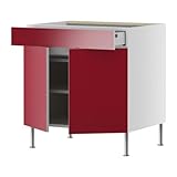 IKEA(イケア) FAKTUM アブストラクト レッド 80 cm 19833308 ベースキャビネット/ 棚板/引き出し/扉2枚付、アブストラクト レッド