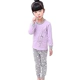 Cutelove 子供 パジャマ 寝巻き 秋 長袖 綿 ルームウェア 女の子 ベビー 上下セット パープル