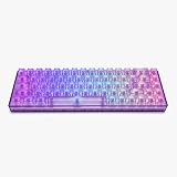 Higround Crystal Amethyst Basecamp 65%メカニカル USB 有線ゲーミングキーボード ホワイトフレームスイッチ プログラム可能なRGB 透明/半透明 ホットスワップ可能 ディープソック クリーミーなサウンドPCキーボード