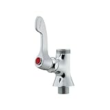 カクダイ 厨房用左ハンドル立形自在水栓 赤ビス仕様 724-012-13R