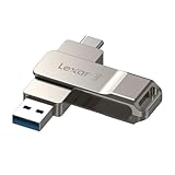Lexar D40E 64GB デュアルUSB 3.2 Gen 1 Type-C ジャンプドライブ、USB-Cフラッシュメタルハウジングスイベルデザインサムドライブ(シャンパンシルバー)。
