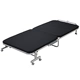 岩附 折りたたみベッド セミシングルベッド ブラック 黒 メッシュ マットレス 折りたたみ 折り畳み 折り畳みベッド 収納 キャスター付き IWB-1800