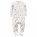 カーターズ Carter's ベビー服 カバーオール 足つき 長袖 男の子 白&どうぶつ柄 (12months(72-78cm)) [並行輸入品]