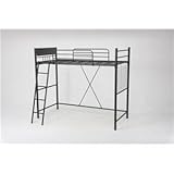 可動宮付きロフトベッド シングルサイズ 【ハイタイプ】 階段付き スチール MTL-220BK ブラック（黒）