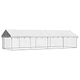 vidaXL ペットサークル 犬 サークル ペットフェンス 屋外用 大型犬用 犬小屋 室外用 屋根付き 600x200x150cm