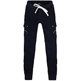HYDROGEN メンズ ロングパンツ おしゃれ クラシックカーゴパンツYC514 (Black, S)