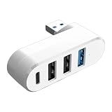 4 ポート USB3.0 ハブ 180 度回転可能な USB スプリッター 3 USB ポート 1 USB C 電源データポート ラップトップ用 USB エクステンダー