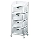 アジアン家具　籐家具　ランドリー4段　収納BOX　収納ケース　RAN-1820WH　木製収納家具