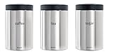 Brabantia Coffee / Tea / Sugar 1.4 Litre Canister Set- Brilliant Steel And Matt Black by Bodum [並行輸入