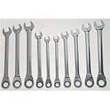 Westward 1LCF4 Ratcheting Wrench Set, Combo, mm/SAE, 10 PC by WestWard Tools