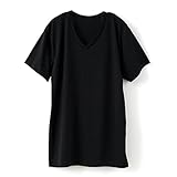 [白鷺ニット] 半袖 Vネック シャツ メンズ Tシャツ 綿混 インナー M0141X-R M ブラック
