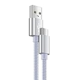 【QC3.0急速充電対応】USB Type-C 充電コード 0.91m iPhone17/Android/Xperia/Galaxy/Arrows/PS5など多機種対応 スマホ充電用 タイプCケーブル（シルバー）