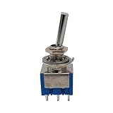 YJB PARTS フラットレバーミニスイッチ DPDT-6P 日本製 (クローム, ON-ON)