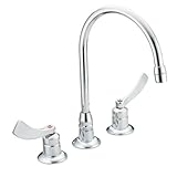 Moen 8225SM Commercial M-Dura Widespread Kitchen Faucet with 4-Inch Smooth Wrist Blade Handles and 8