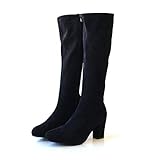 [アミアミ] ストレッチロングブーツ ひざ丈 レディース ロングブーツ ニーハイブーツ ブーツ RI9100 (L(23.5cm～24.0cm), ブラック(スエード))