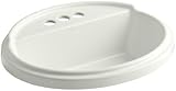 Kohler Tresham Oval self-rimming洗面所with 4インチセンターセット蛇口ドリル 1.25 K-2992-4-NY 1