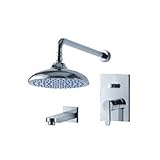 Fluid Faucets F2840-T Wisdom Pressure Balancing Bathtub and Shower Faucet with Rain Showerhead, Chro