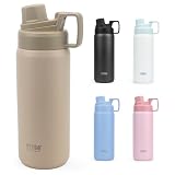 TYESO 水筒 750ml 真空断熱 ステンレスボトル 直飲み 広口 保冷 スポーツボトル 軽量 洗いやすい 漏れ防止 フタ一体型ハンドル 大人 子供 ジム アウトドア