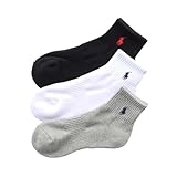 【3足セット】POLO RALPH LAUREN メンズ レディース 足底パイル アーチサポート 多色 ショートソックス 93246604/92009604 23-25cm 03.ホワイト・グレー・ブラック