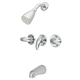Kingston Brass KB231LL Tub and Shower Faucet with 3-Legacy Lever Handle, Polished Chrome [並行輸入品]